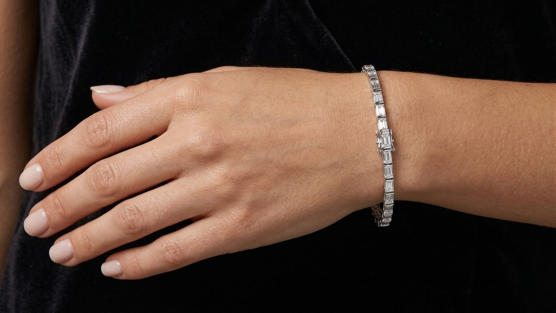 925 Sterling Silver Baguette Cut Collect Setting Moissanite Bracelet