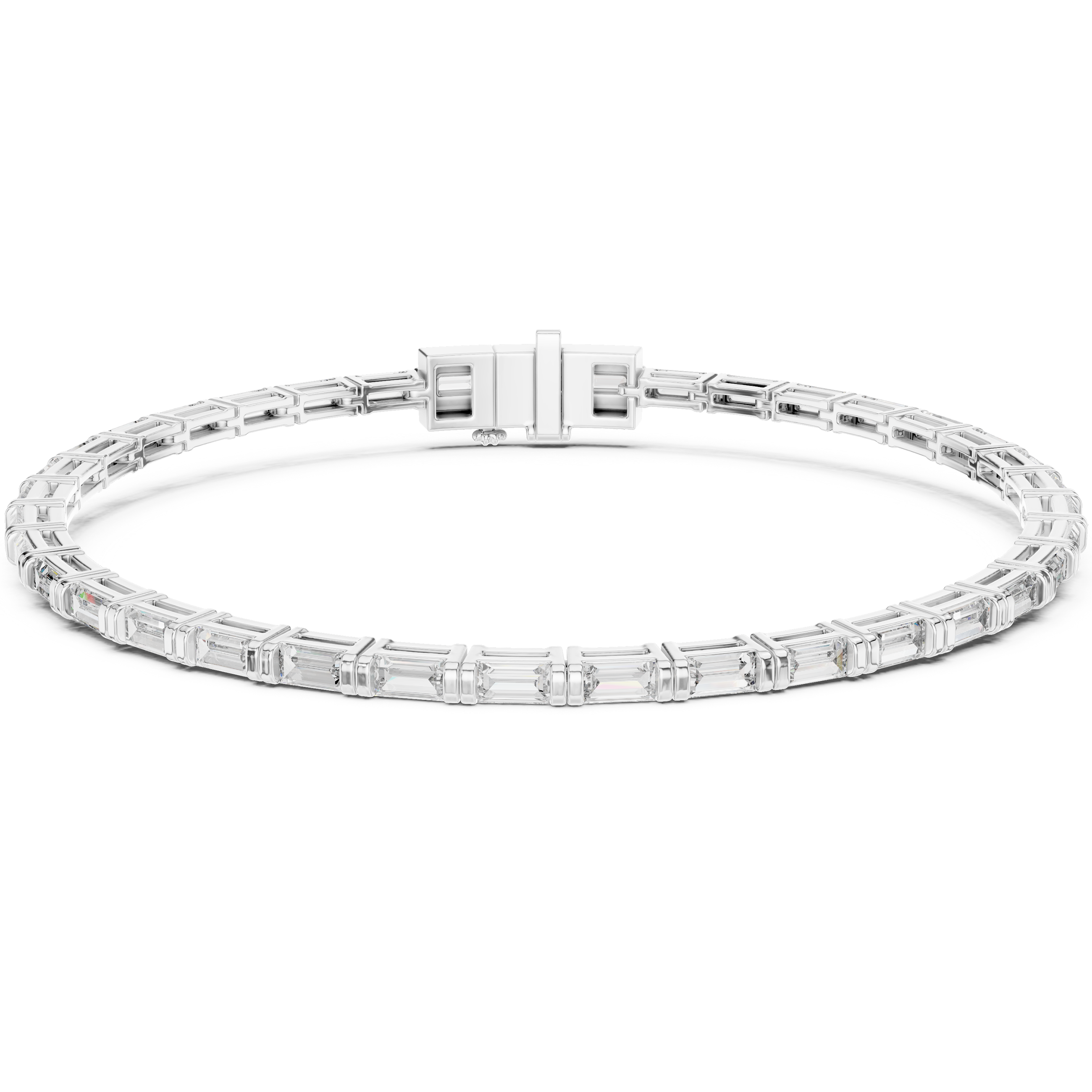 925 Sterling Silver Baguette Cut Collect Setting Moissanite Bracelet