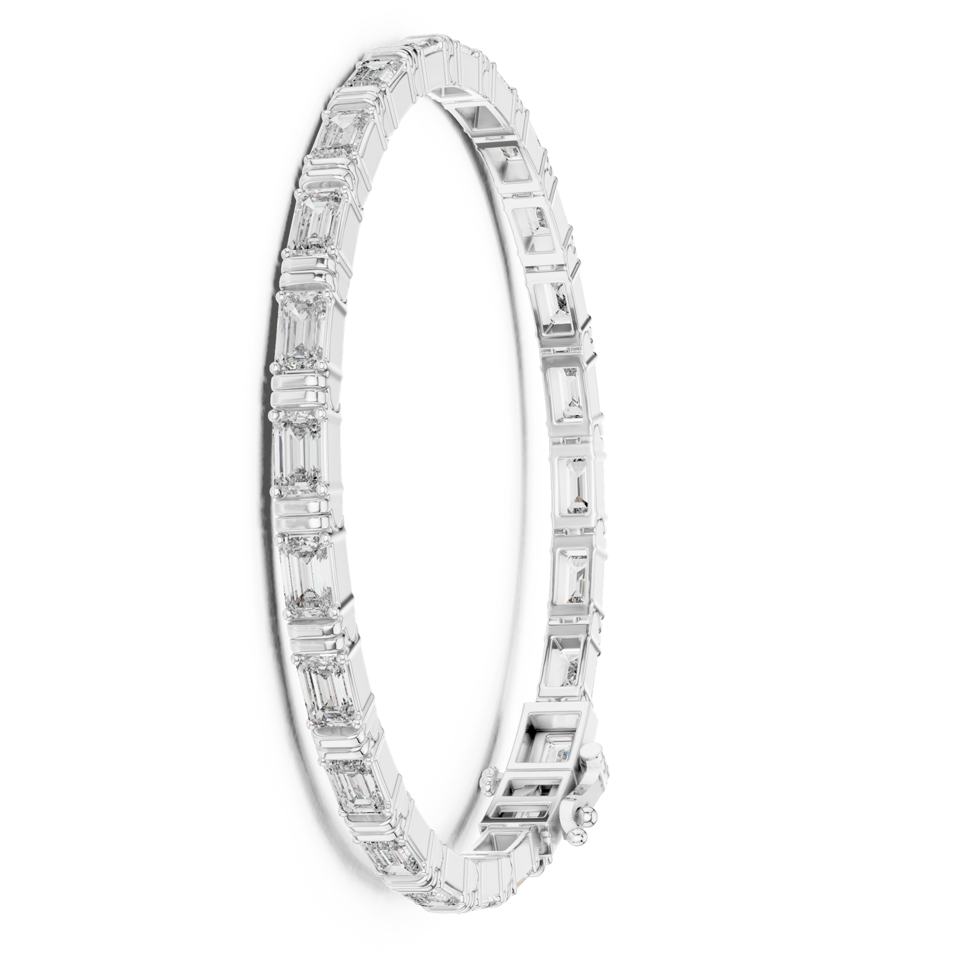 Emerald Cut 925 Sterling Silver Collect Setting Moissanite Bracelet