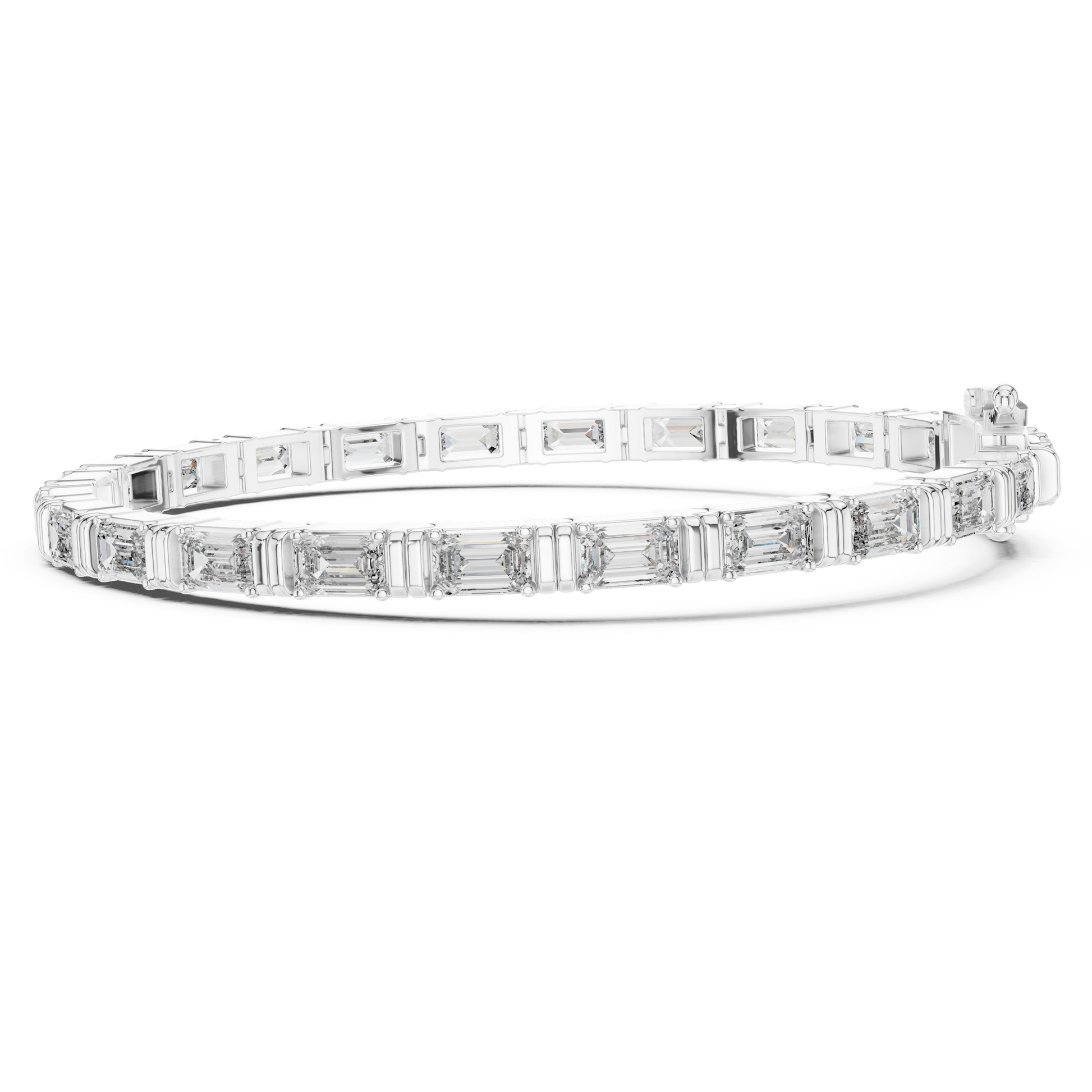 Emerald Cut 925 Sterling Silver Collect Setting Moissanite Bracelet