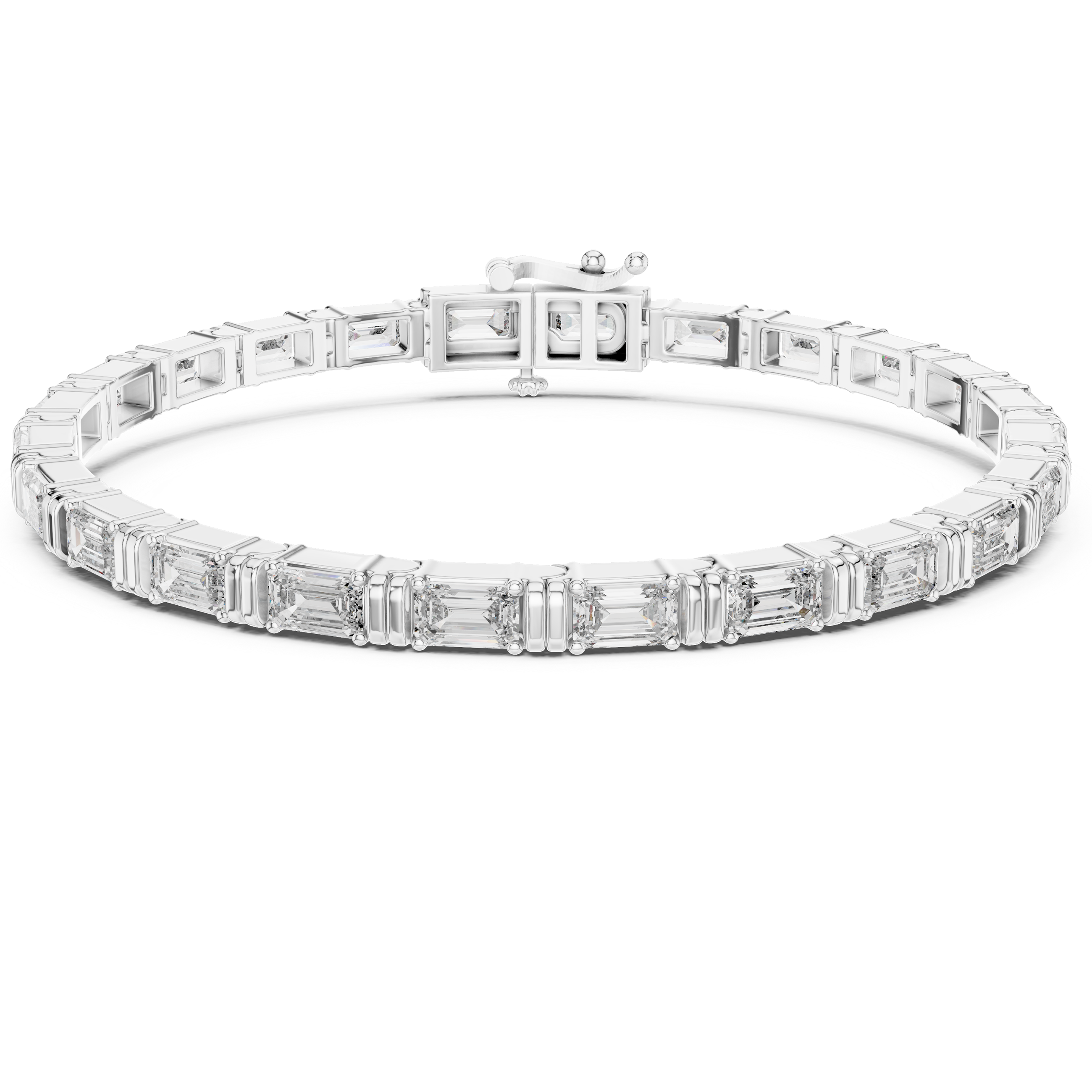 Emerald Cut 925 Sterling Silver Collect Setting Moissanite Bracelet