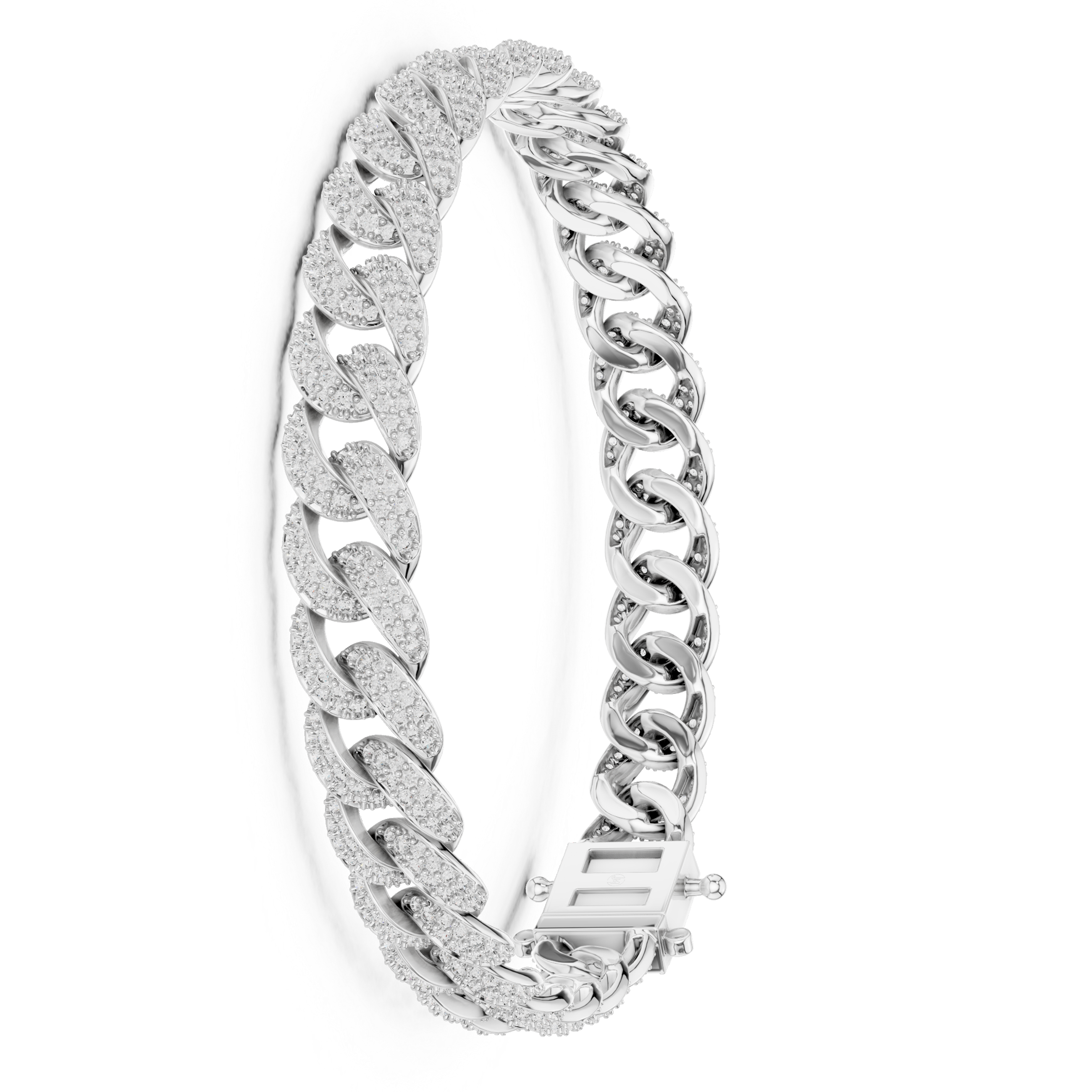 Round Cut 925 Sterling Silver Pave Setting Moissanite Bracelet