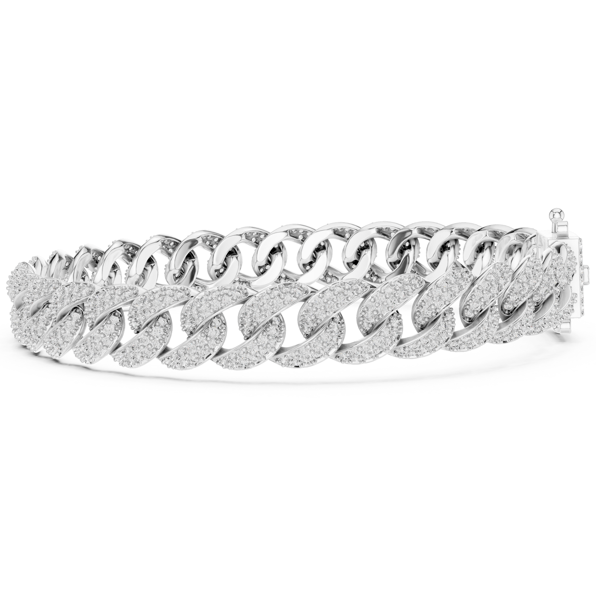 Round Cut 925 Sterling Silver Pave Setting Moissanite Bracelet