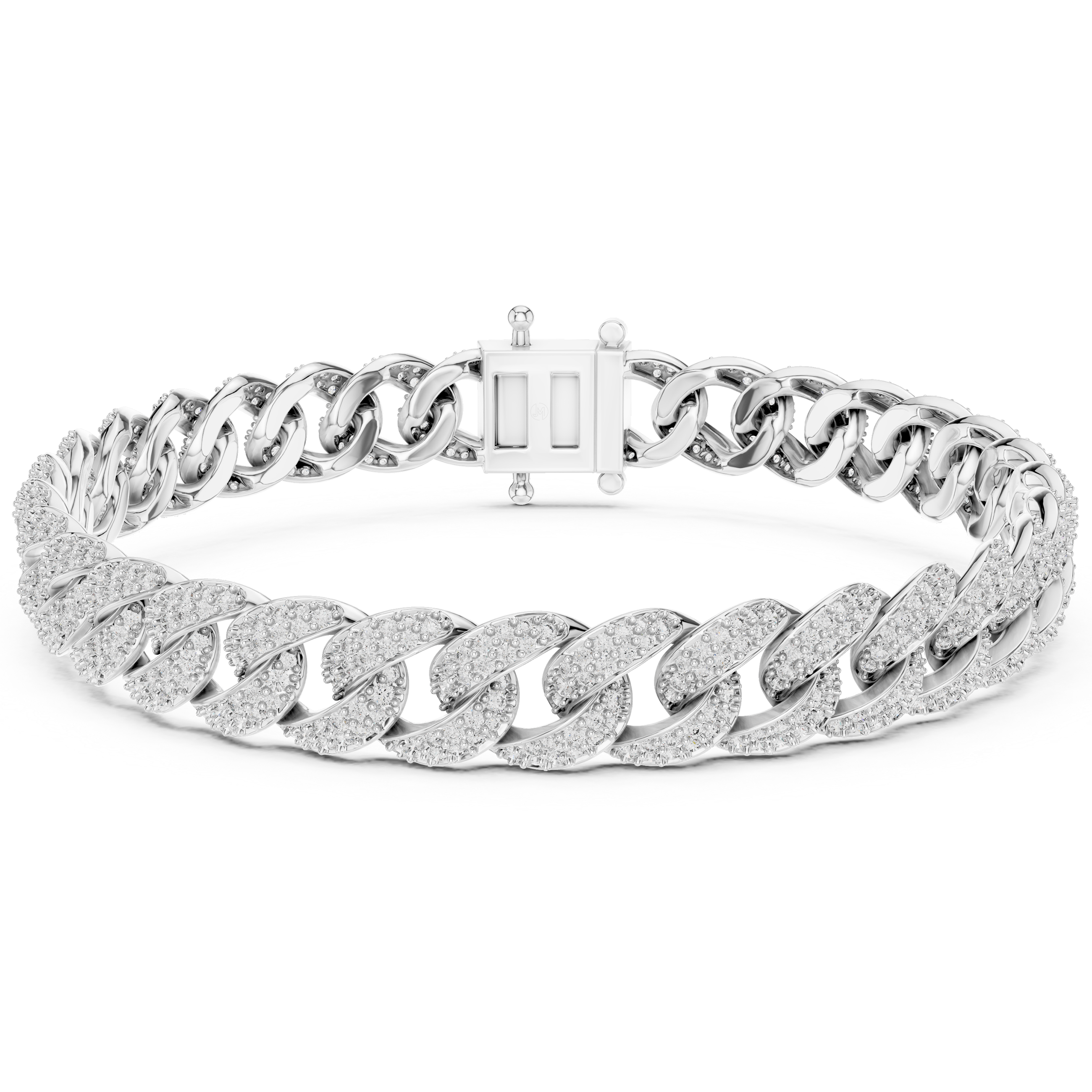 Round Cut 925 Sterling Silver Pave Setting Moissanite Bracelet