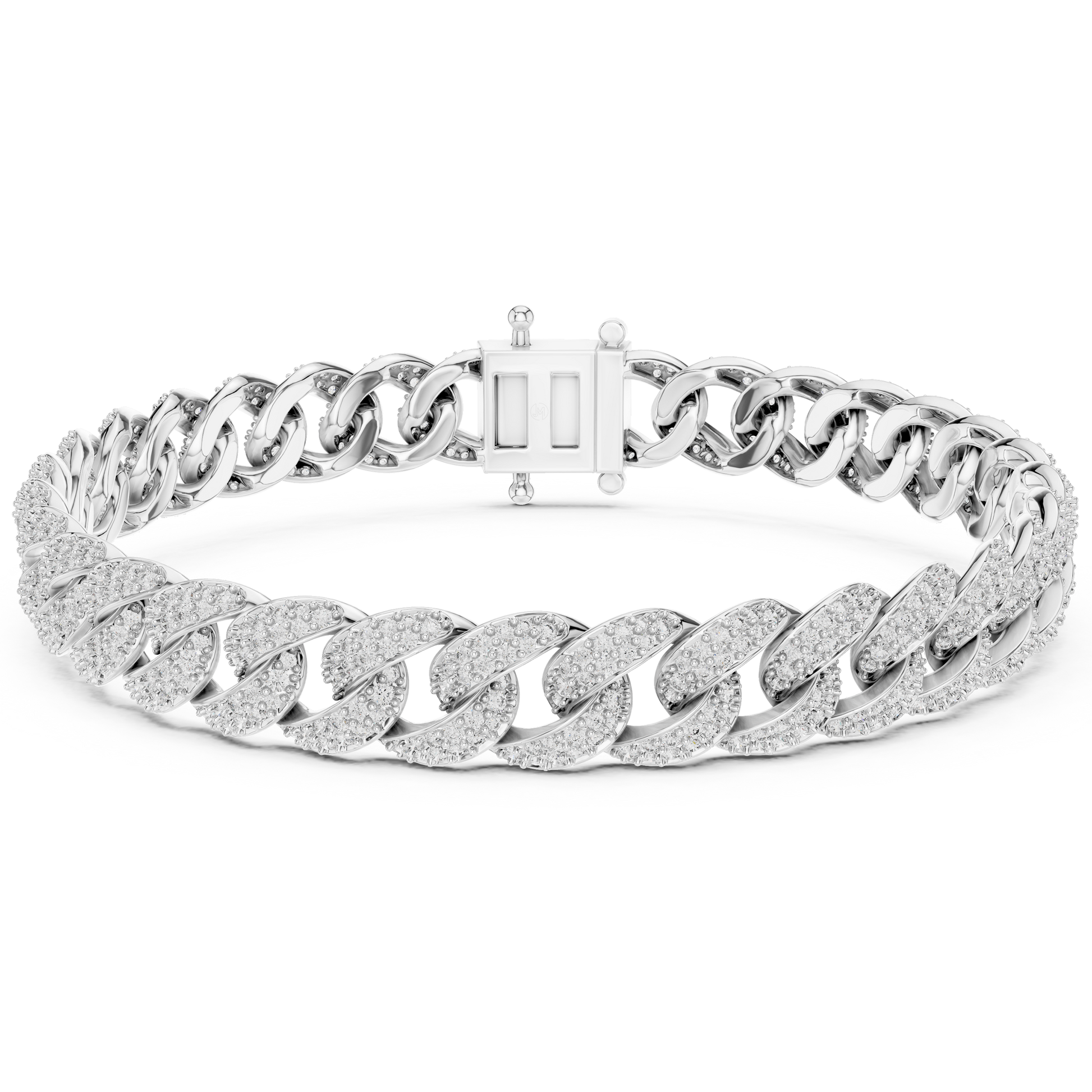 Round Cut 925 Sterling Silver Pave Setting Moissanite Bracelet