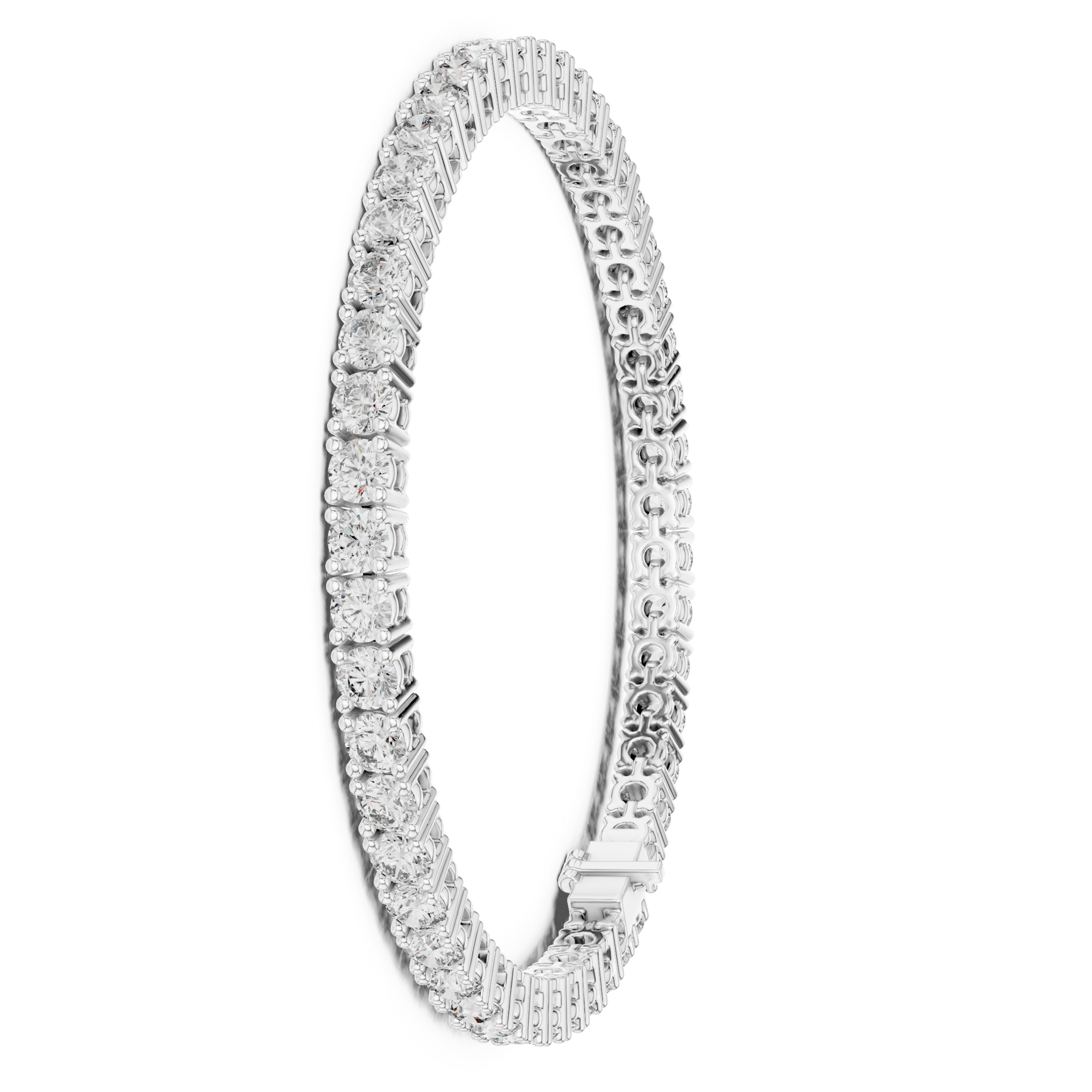 Collect Setting Round Cut Moissanite 925 Sterling Silver Bracelet