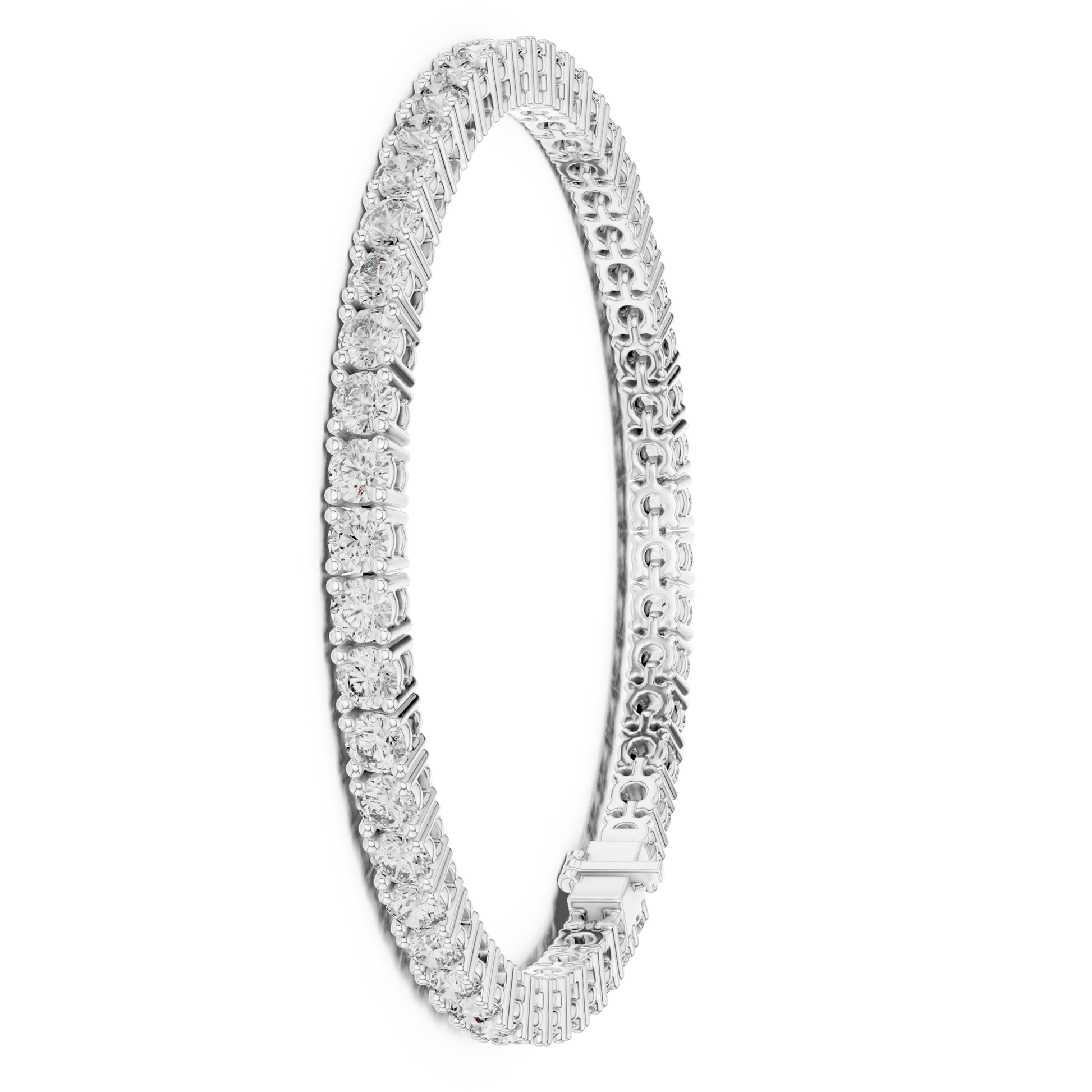 Collect Setting Round Cut Moissanite 925 Sterling Silver Bracelet