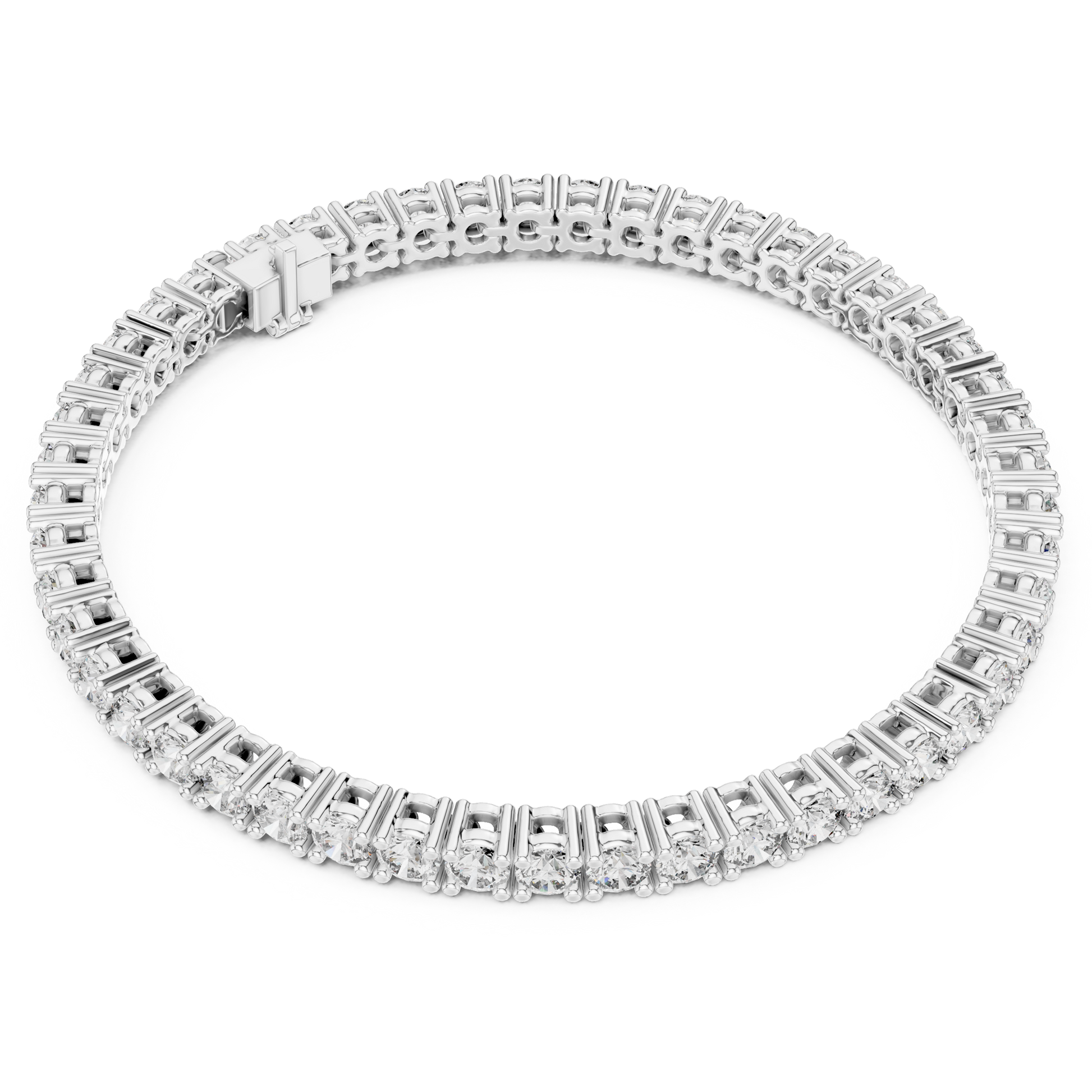 Collect Setting Round Cut Moissanite 925 Sterling Silver Bracelet