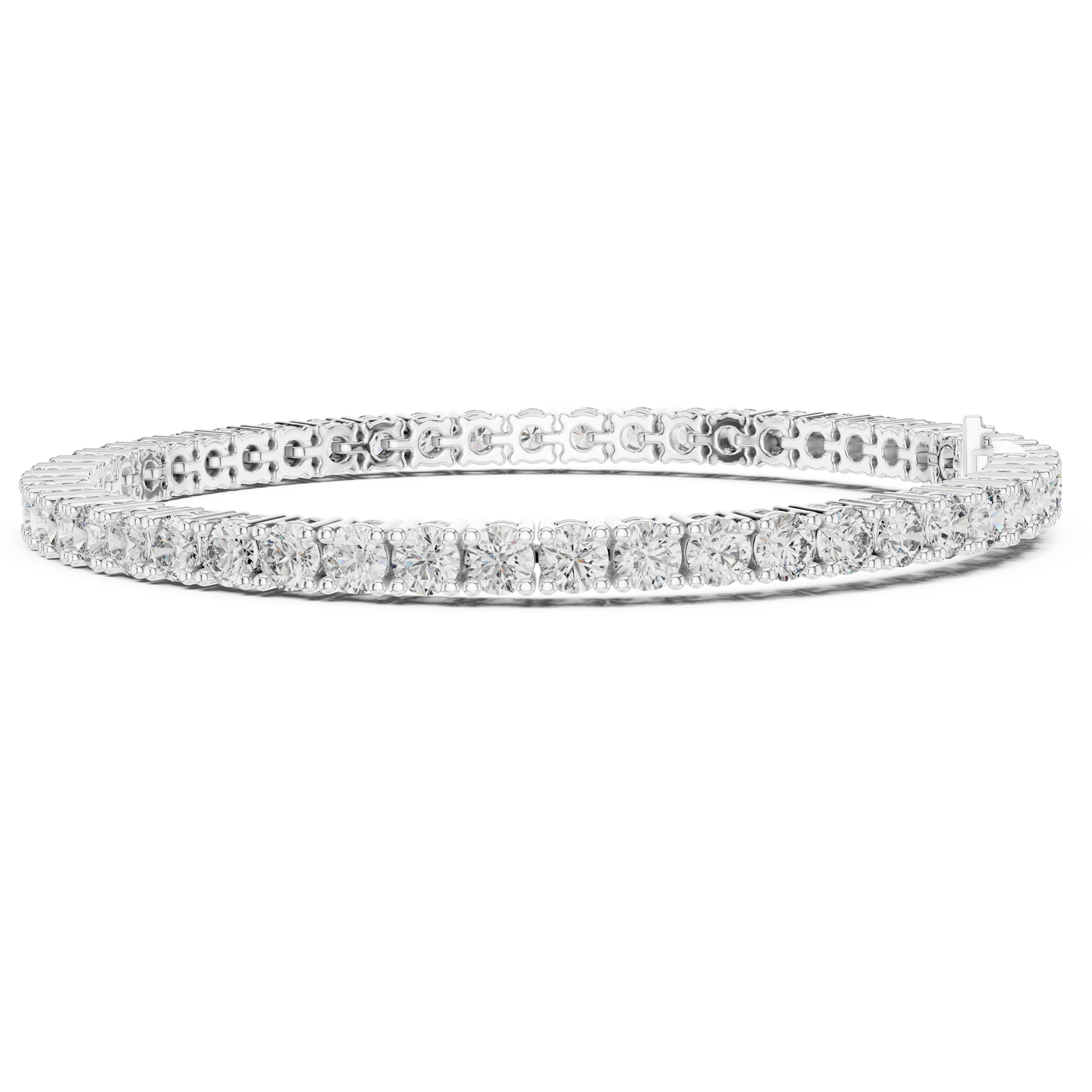 Collect Setting Round Cut Moissanite 925 Sterling Silver Bracelet