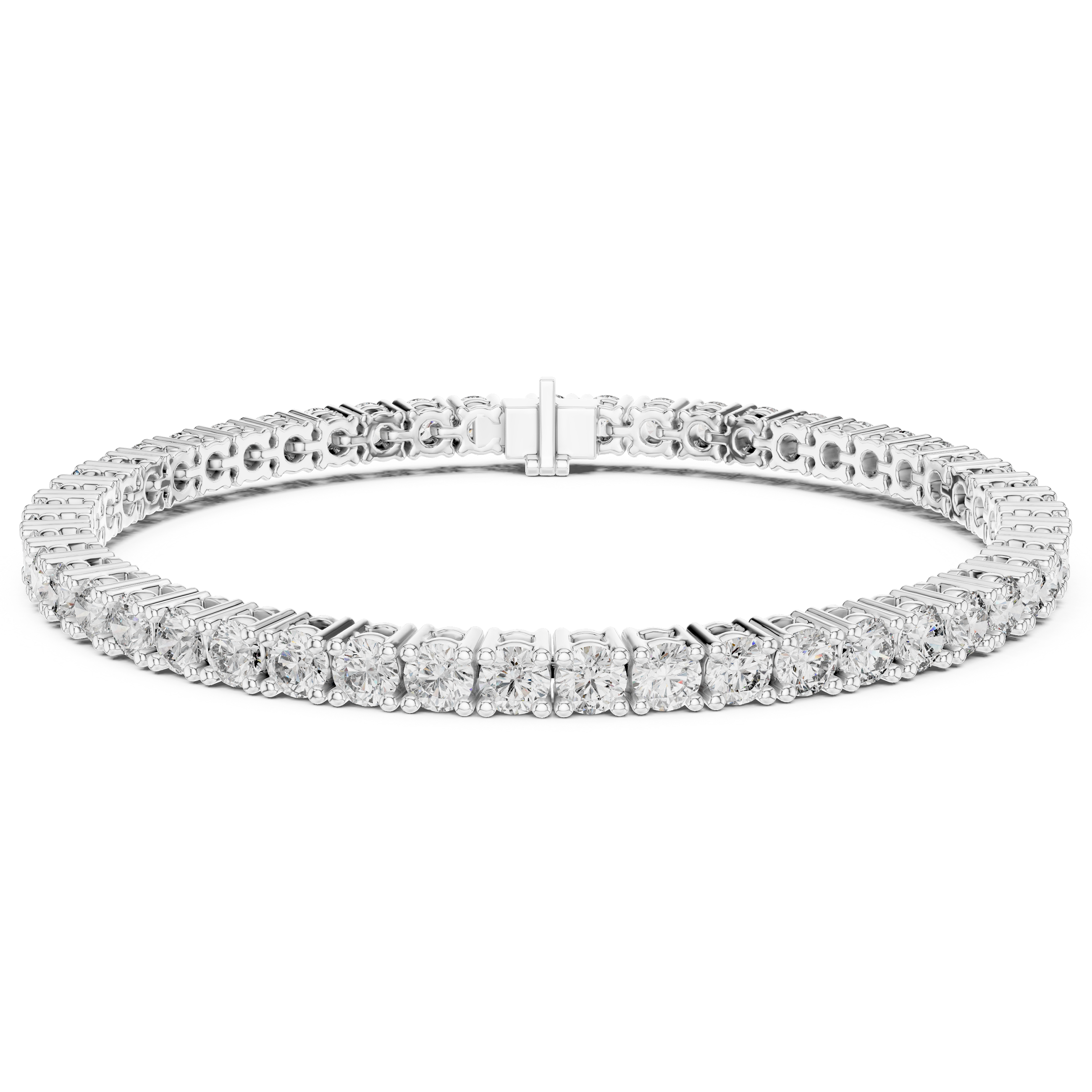 Collect Setting Round Cut Moissanite 925 Sterling Silver Bracelet