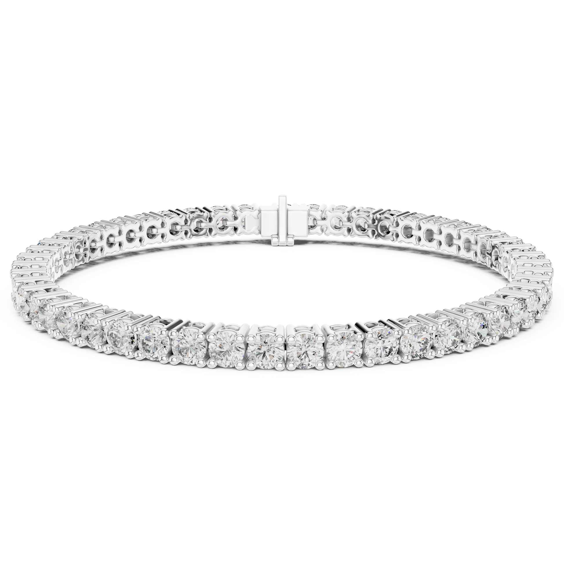 Collect Setting Round Cut Moissanite 925 Sterling Silver Bracelet