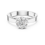 Classic Round Cut Solitaire Moissanite Eight-Prong Sterling Silver Engagement Ring