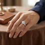 Classic Round Solitaire Moissanite Sterling Silver Engagement Ring