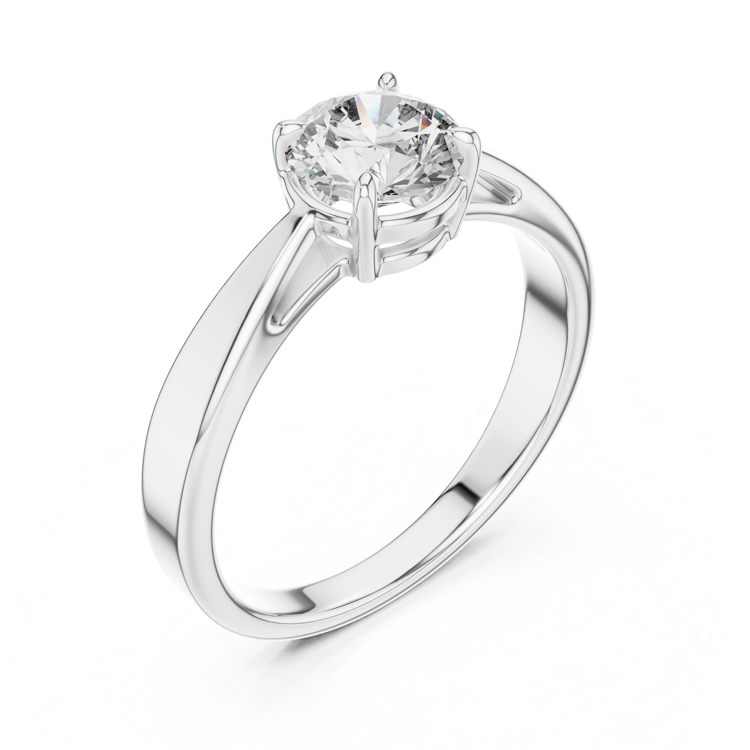 Sterling Silver Solitaire Moissanite Four Prong Engagement Ring