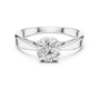Sterling Silver Solitaire Moissanite Four Prong Engagement Ring