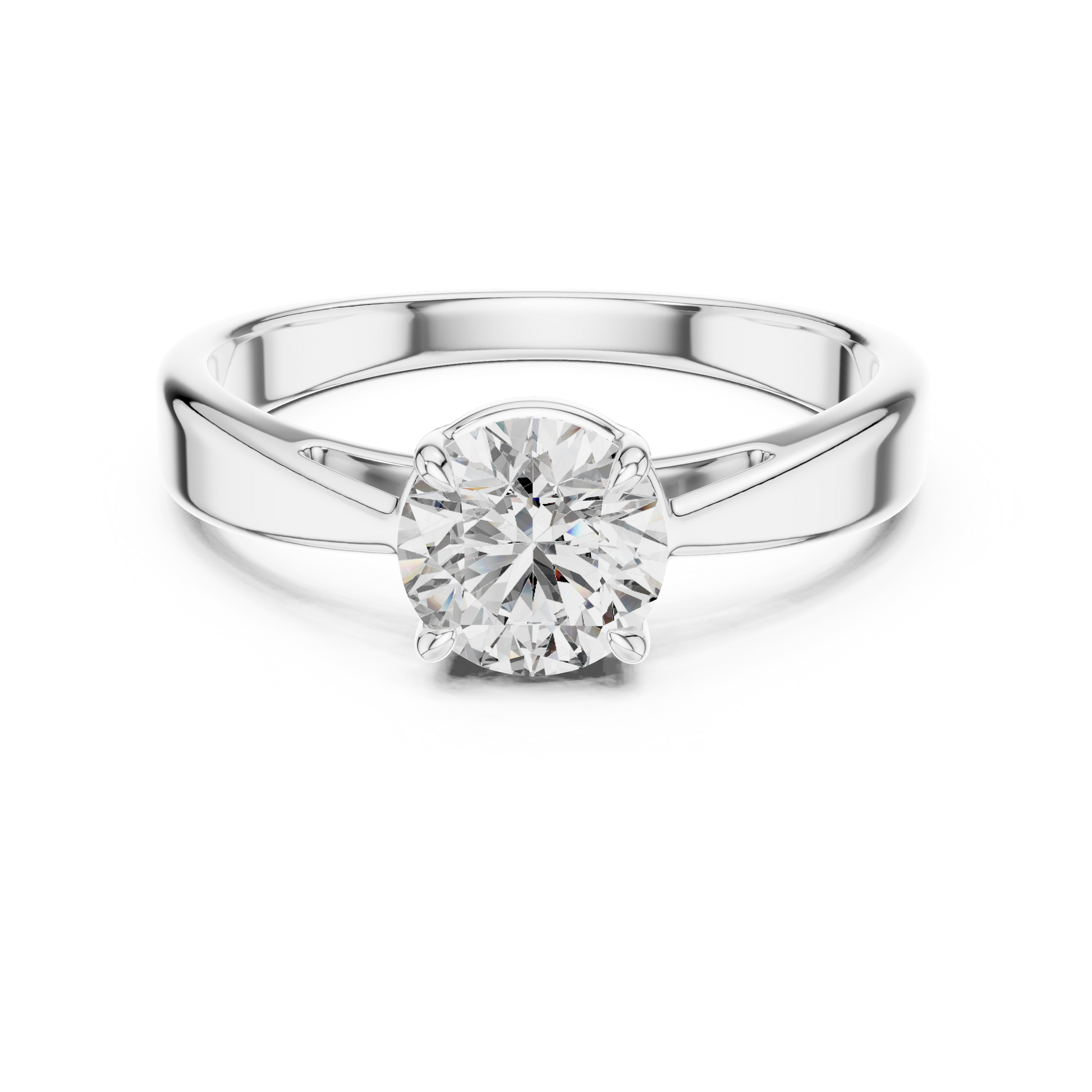 Sterling Silver Solitaire Moissanite Four Prong Engagement Ring