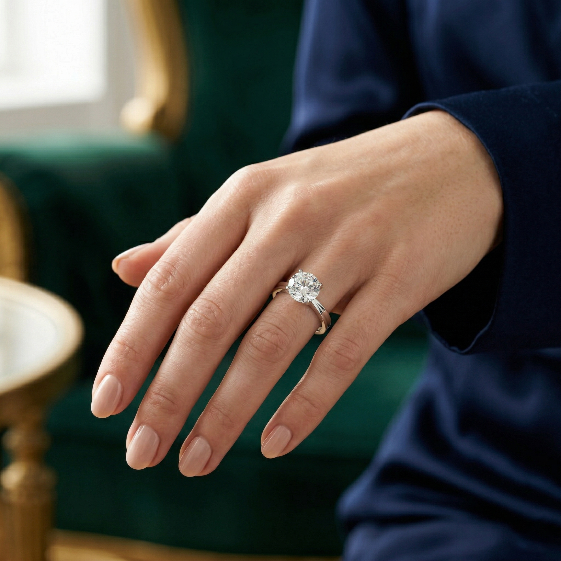 3 CT Round Solitaire Moissanite Sterling Silver Engagement Ring