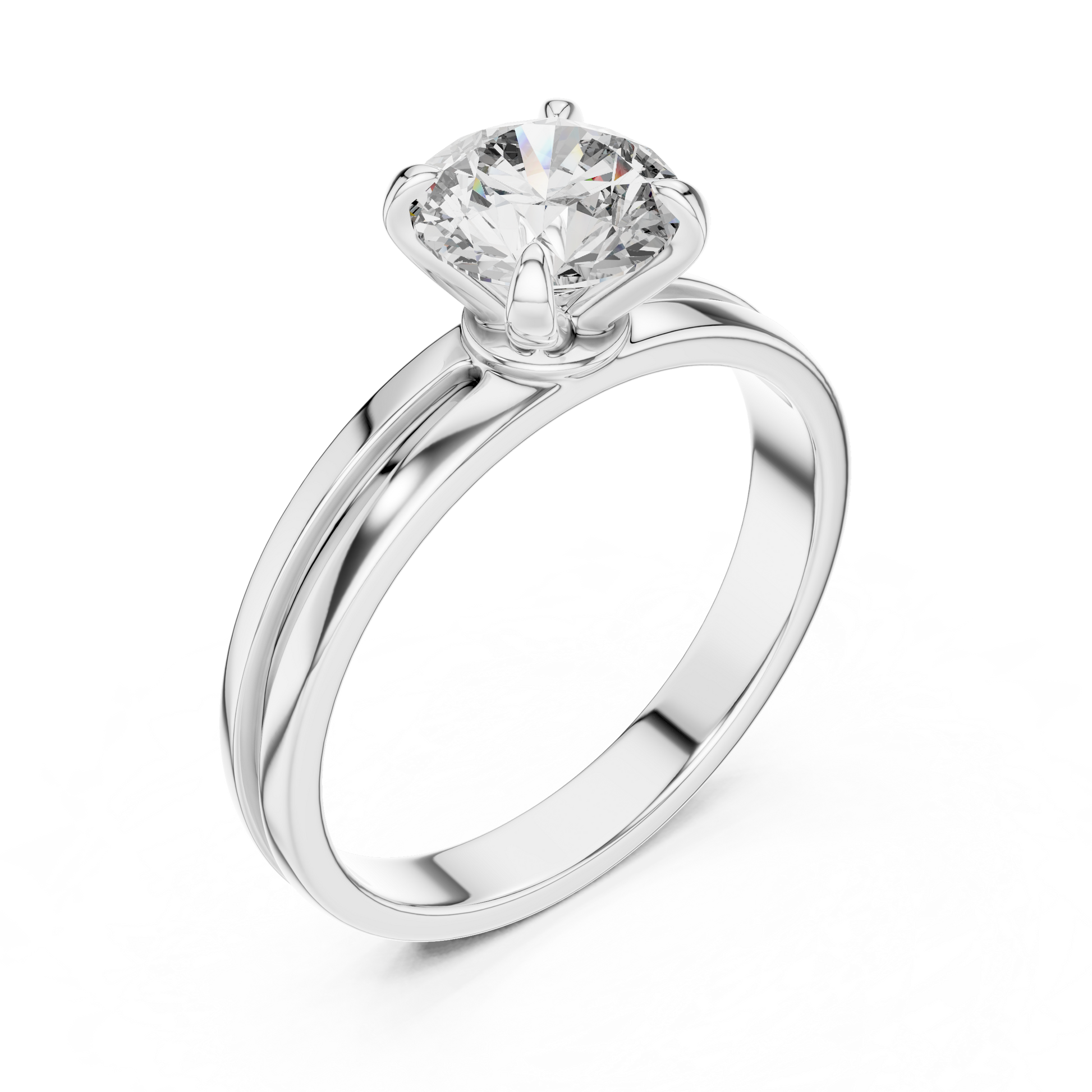 Round Cut 2 CT Moissanite Solitaire Sterling Silver Engagement Ring