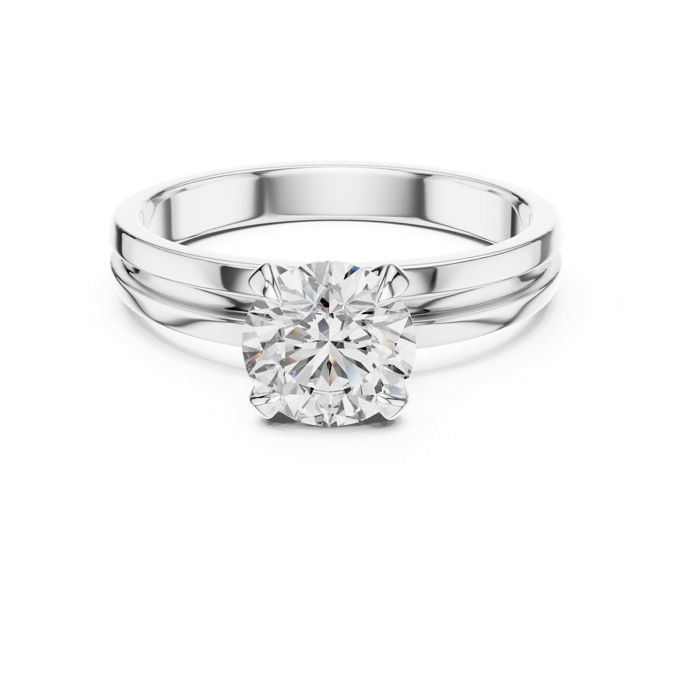 Round Cut 2 CT Moissanite Solitaire Sterling Silver Engagement Ring