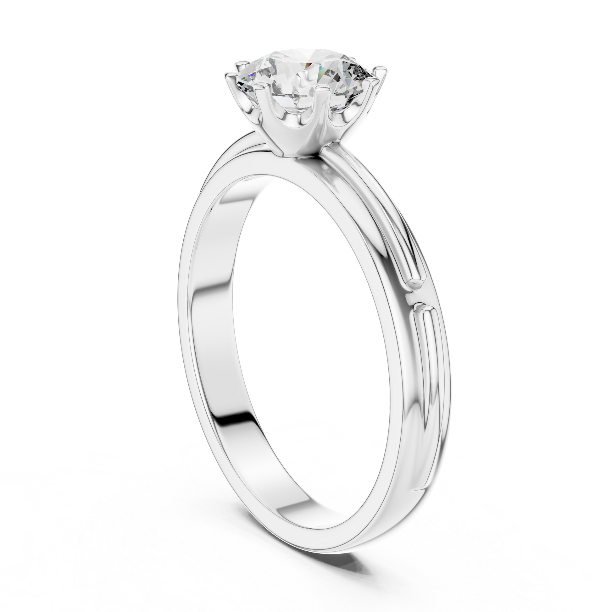 Moissanite Round Cut Sterling Silver Solitaire Engagement Ring