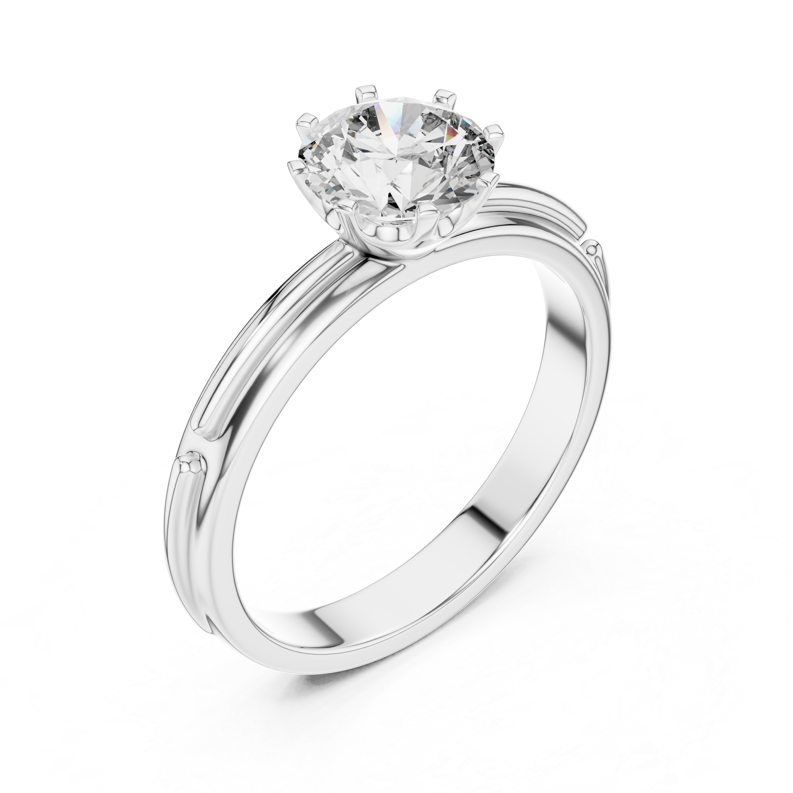 Moissanite Round Cut Sterling Silver Solitaire Engagement Ring