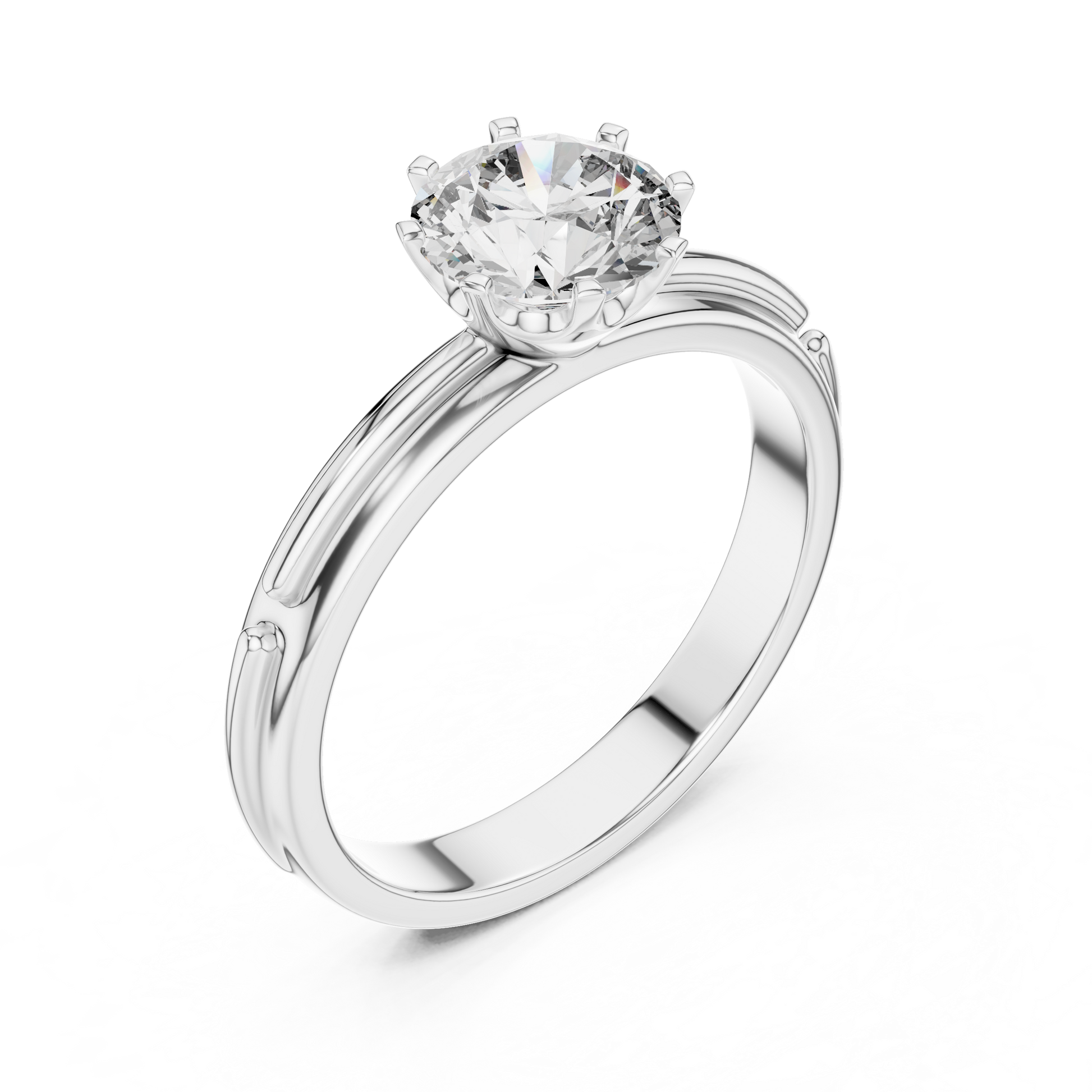 Moissanite Round Cut Sterling Silver Solitaire Engagement Ring