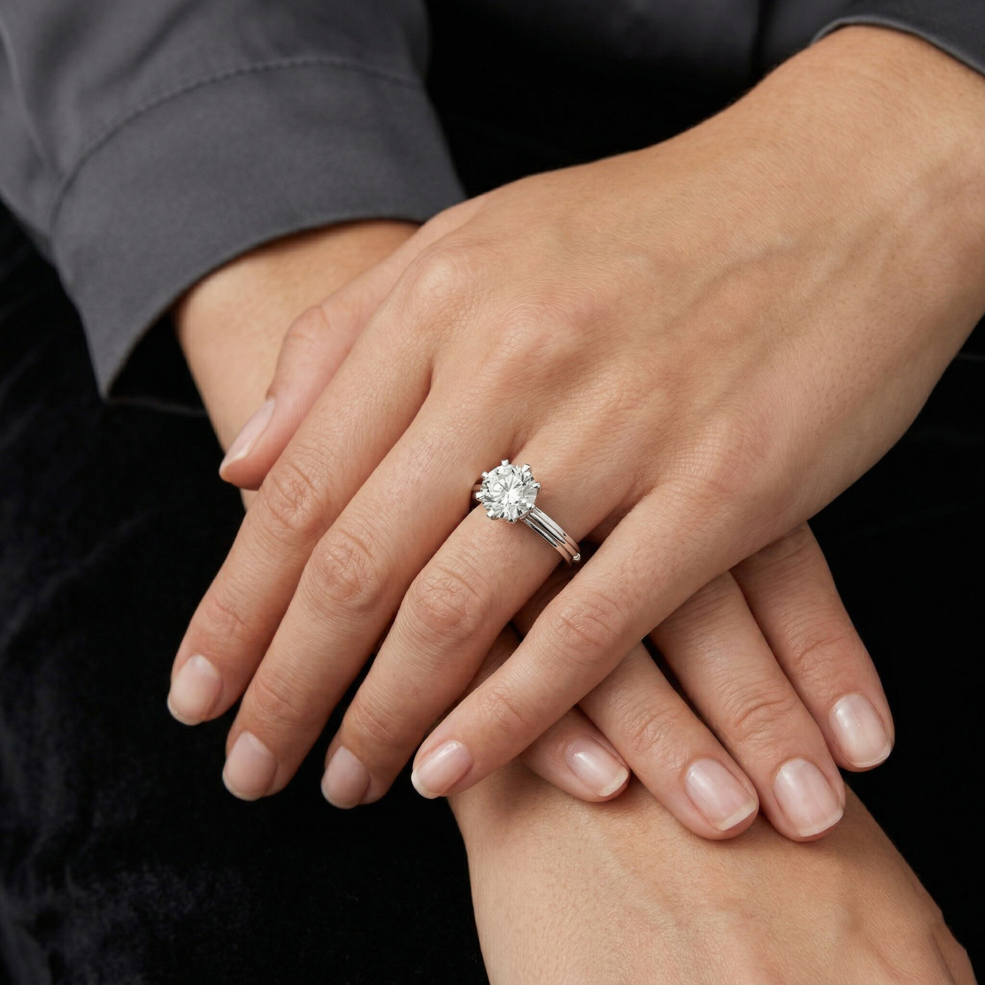 Moissanite Round Cut Sterling Silver Solitaire Engagement Ring