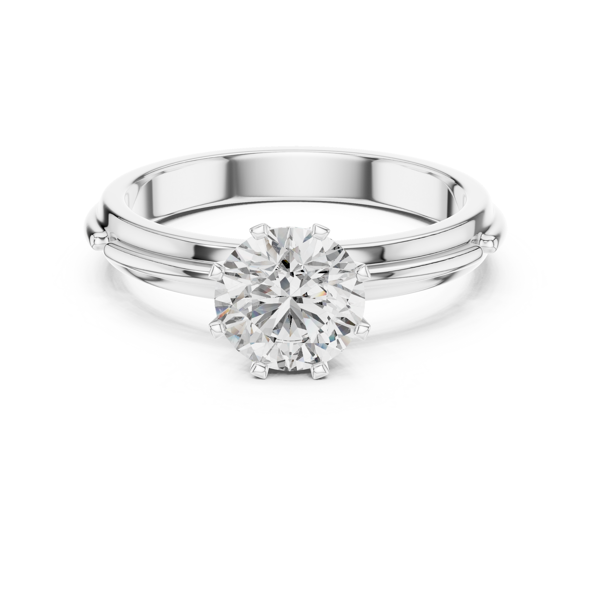 Moissanite Round Cut Sterling Silver Solitaire Engagement Ring