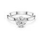Elegant Four Prong Moissanite Solitaire Round Cut Sterling Silver Engagement Ring