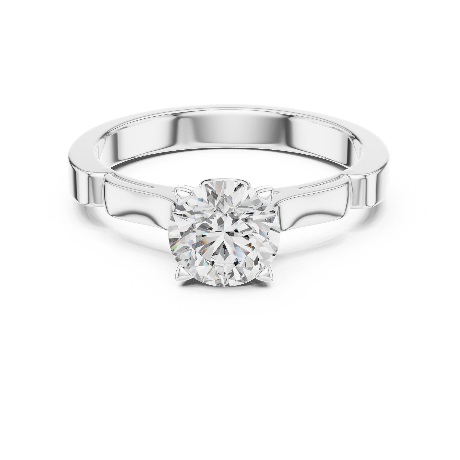 1 CT Solitaire Moissanite Round Cut Sterling Silver Engagement Ring