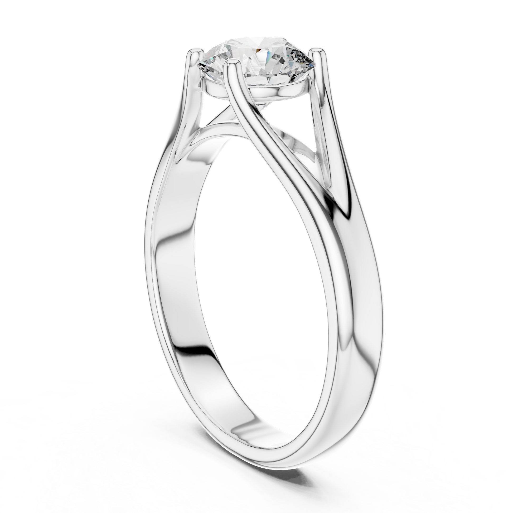 Women's Round Cut Solitaire Moissanite Sterling Silver Engagement Ring