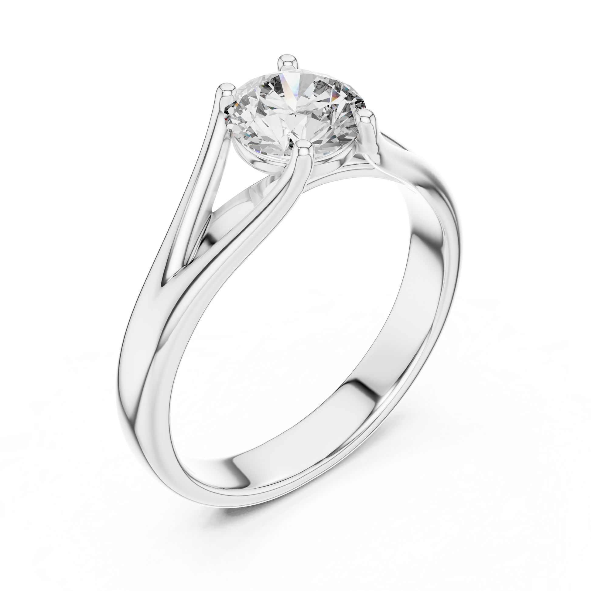 Women's Round Cut Solitaire Moissanite Sterling Silver Engagement Ring