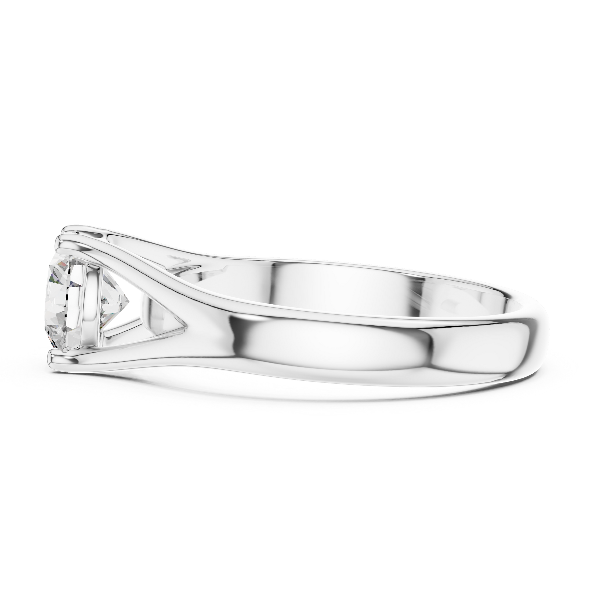 Women's Round Cut Solitaire Moissanite Sterling Silver Engagement Ring