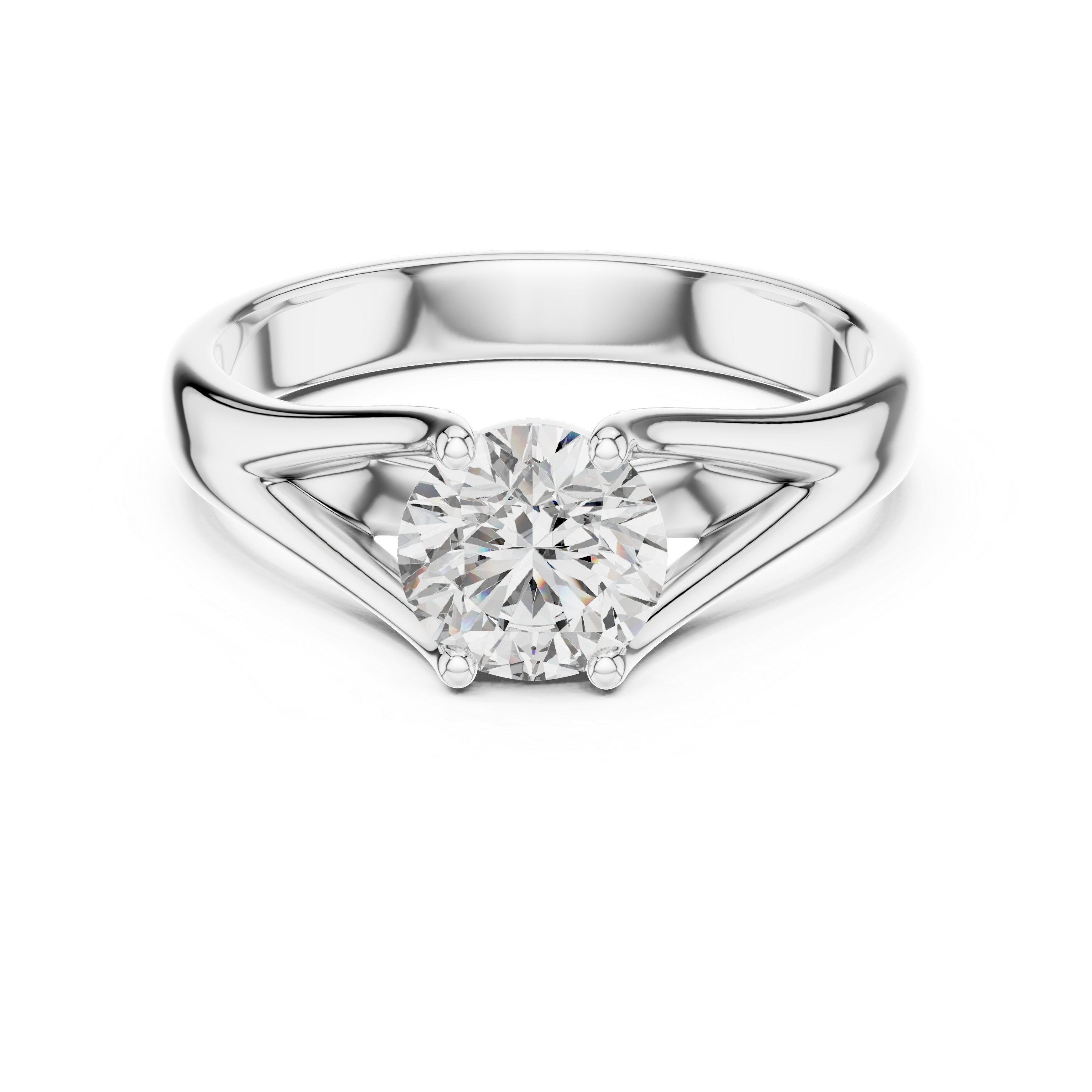 Women's Round Cut Solitaire Moissanite Sterling Silver Engagement Ring