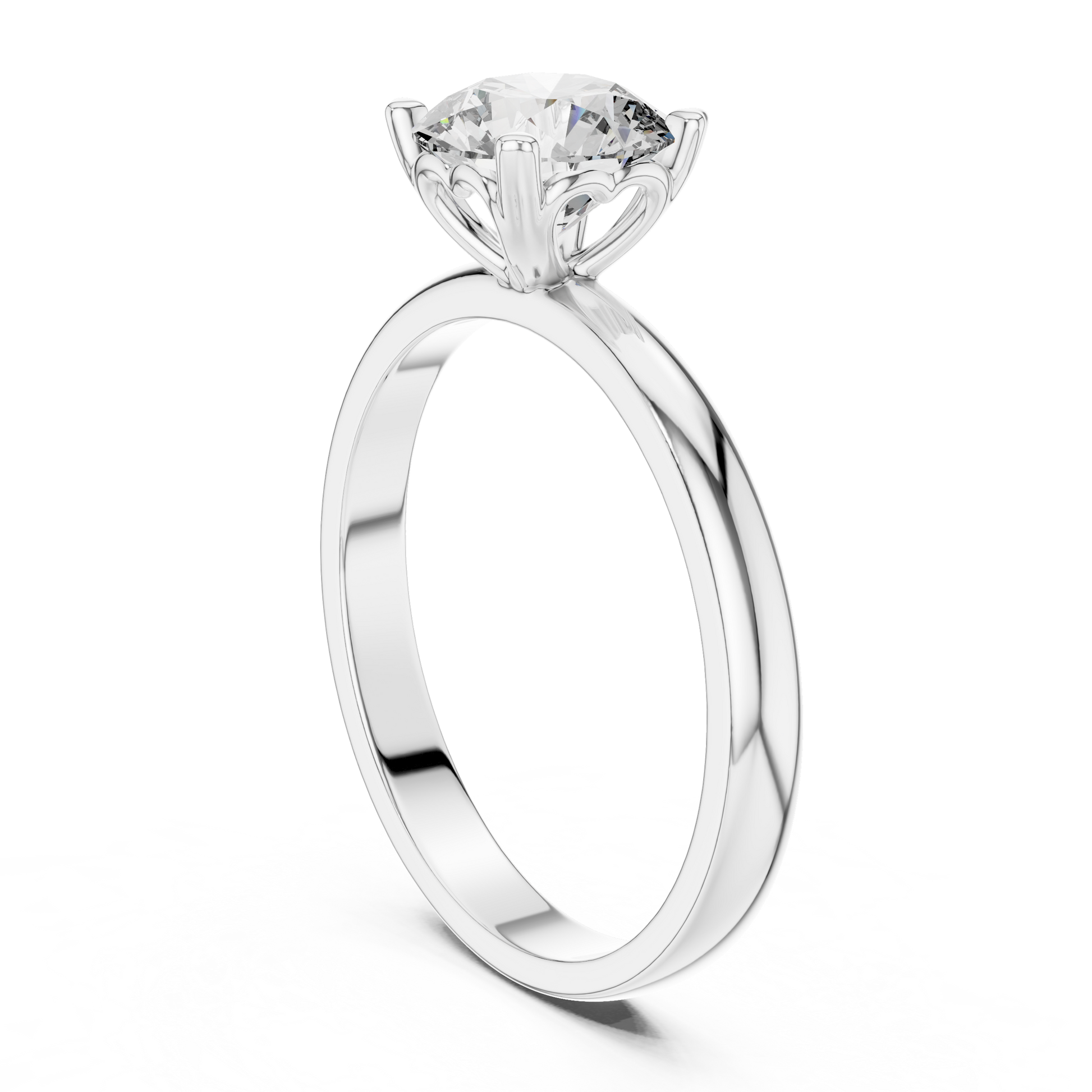 Excellent Round Cut Solitaire Sterling Silver Moissanite Engagement Ring