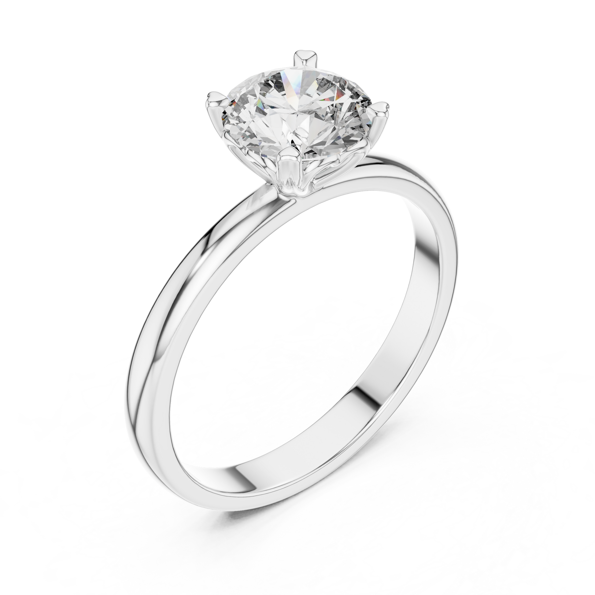 Excellent Round Cut Solitaire Sterling Silver Moissanite Engagement Ring