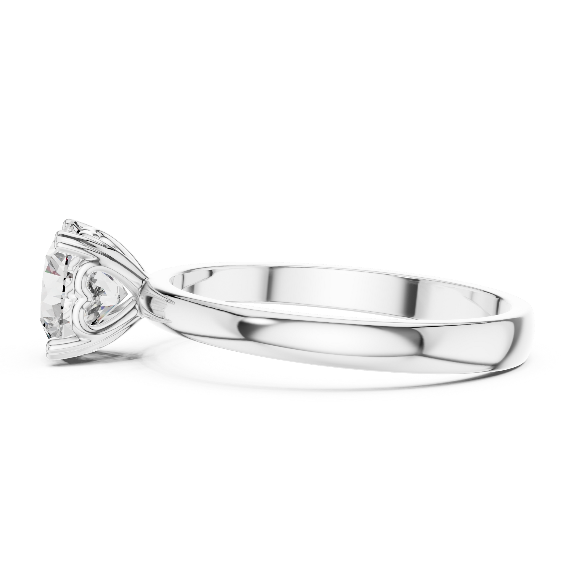 Excellent Round Cut Solitaire Sterling Silver Moissanite Engagement Ring