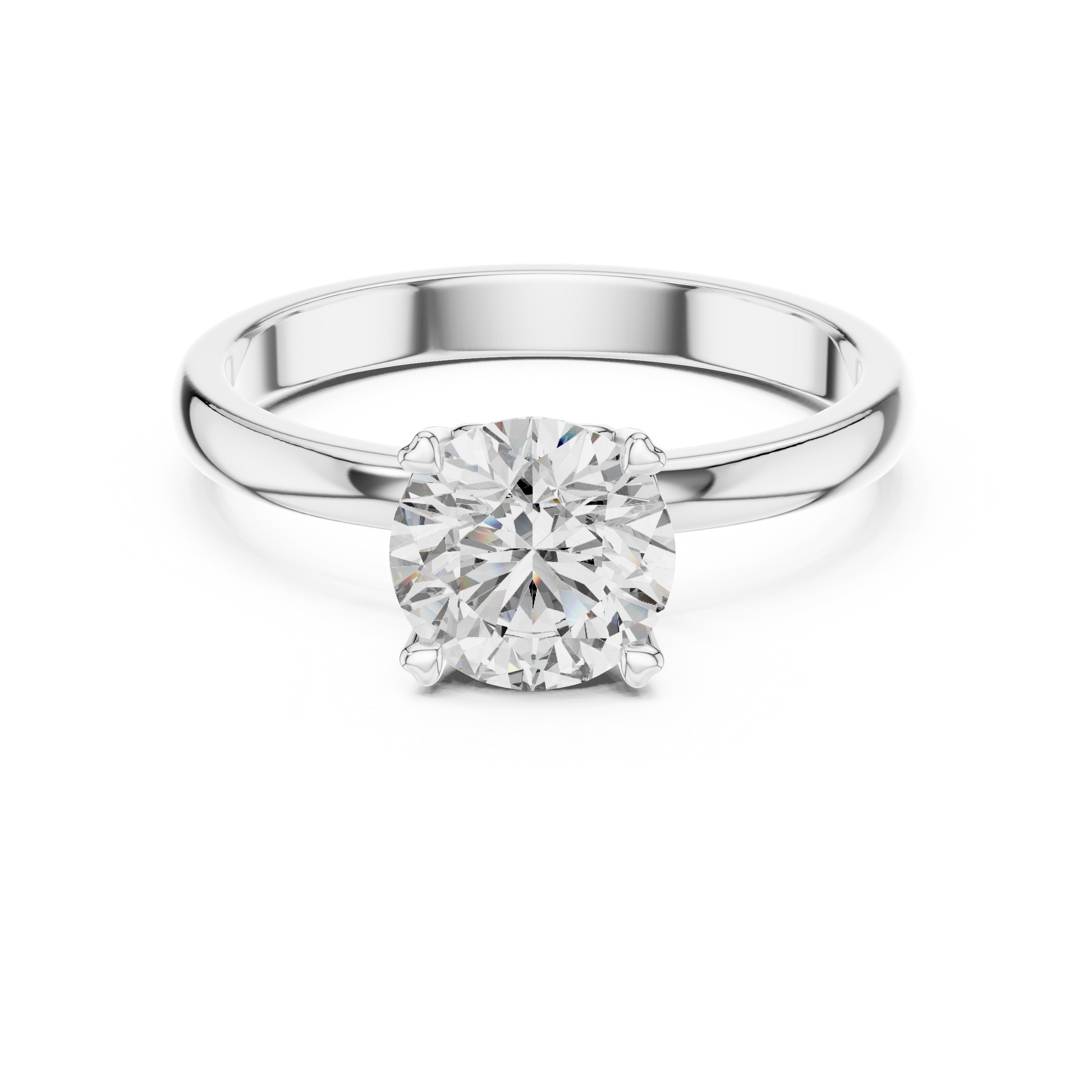 Excellent Round Cut Solitaire Sterling Silver Moissanite Engagement Ring