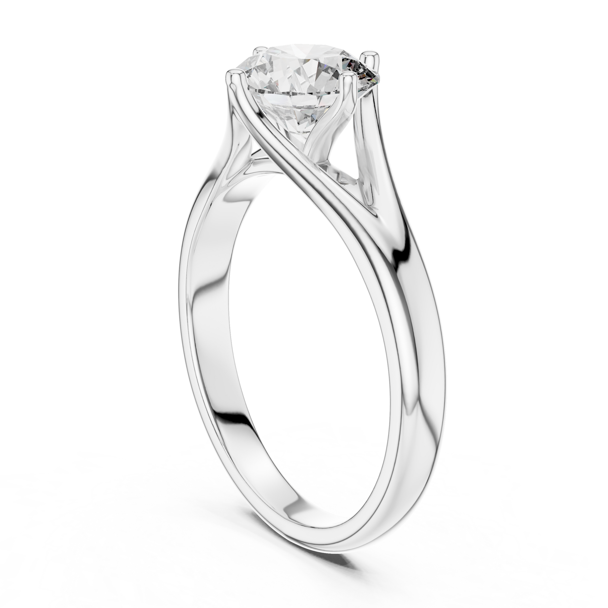 Sterling Silver Round Moissanite Diamond Solitaire Engagement Ring