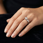 Sterling Silver Round Moissanite Diamond Solitaire Engagement Ring