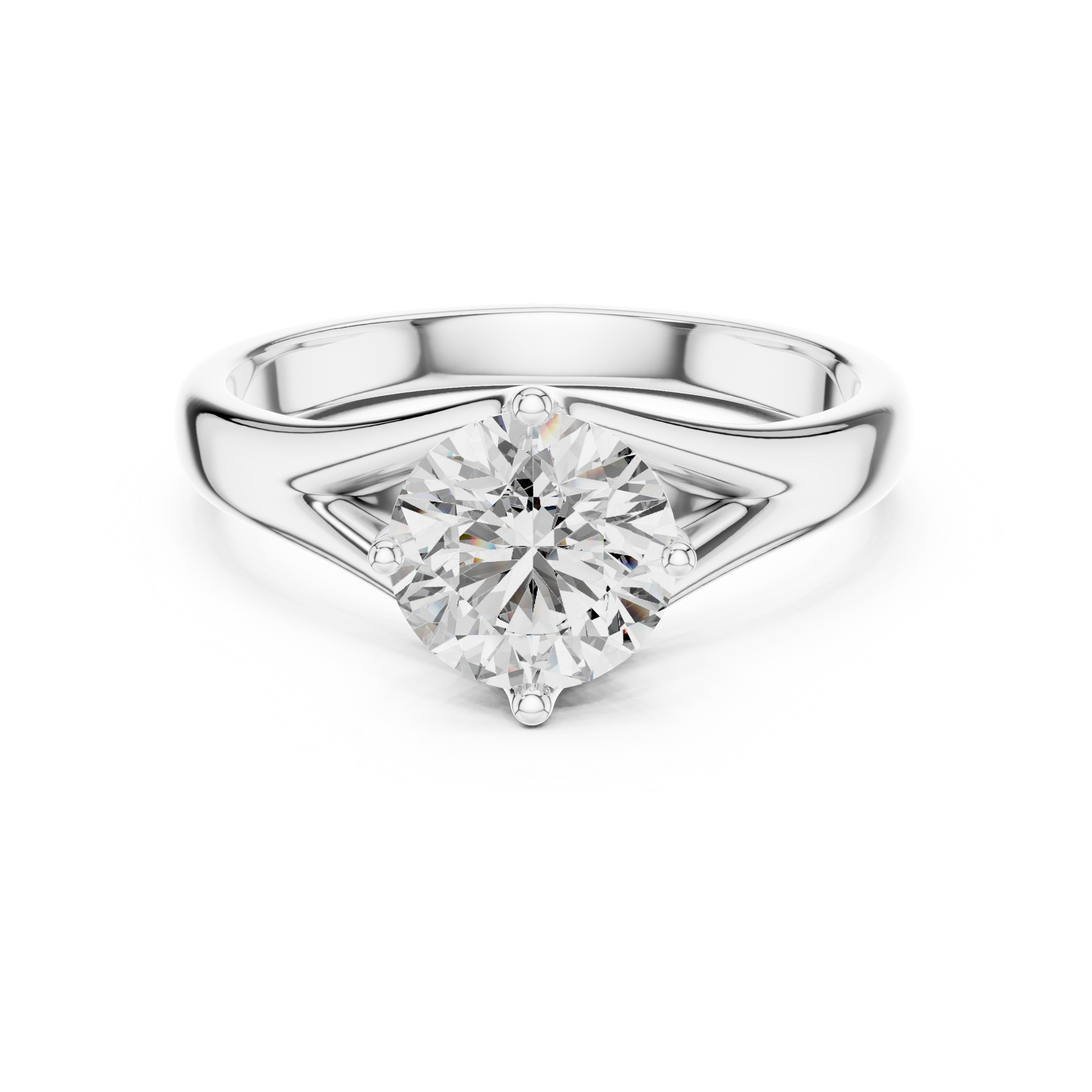 Sterling Silver Round Moissanite Diamond Solitaire Engagement Ring