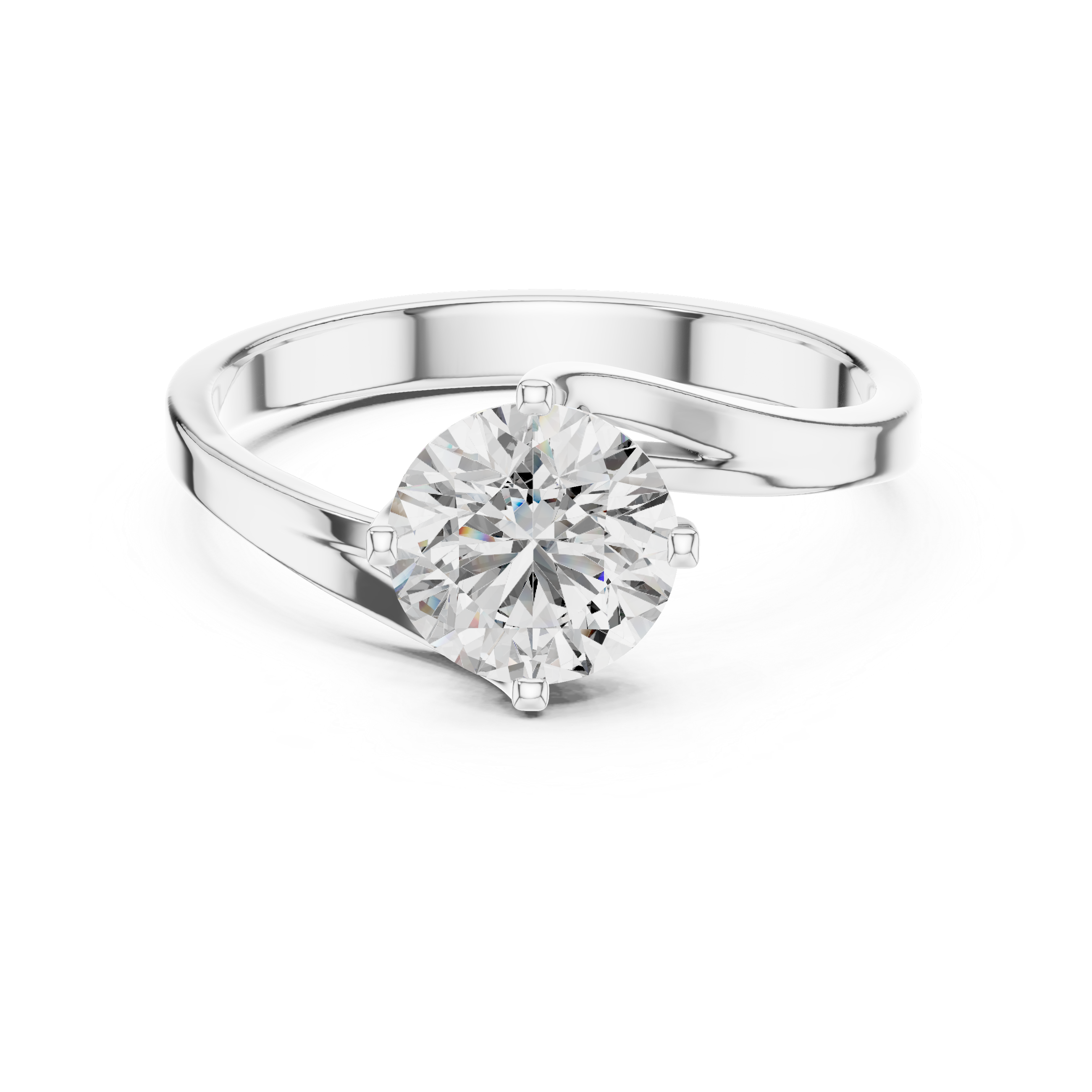 Classic 1 CT Solitaire Round Moissanite Engagement Ring in Sterling Silver
