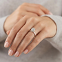 Hidden Halo Solitaire Round Moissanite Engagement Ring - Sterling Silver Fine Jewelry