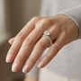 Double Prong Setting Solitaire Round Moissanite Sterling Silver Engagement Ring