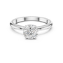 Double Prong Setting Solitaire Round Moissanite Sterling Silver Engagement Ring