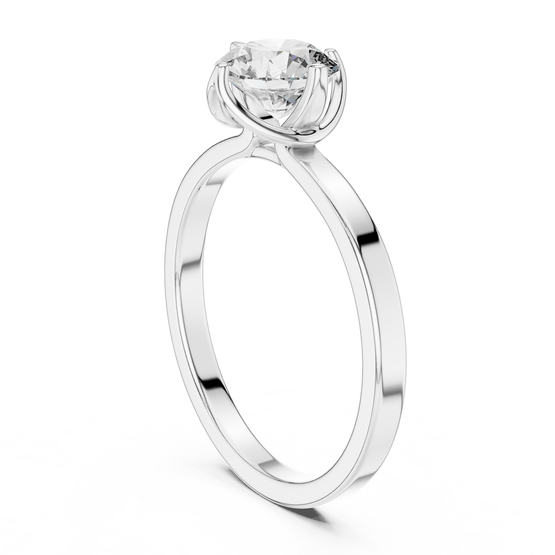 925 Sterling Silver Floral Head Setting Round Moissanite Solitaire Engagement Ring