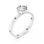925 Sterling Silver Floral Head Setting Round Moissanite Solitaire Engagement Ring