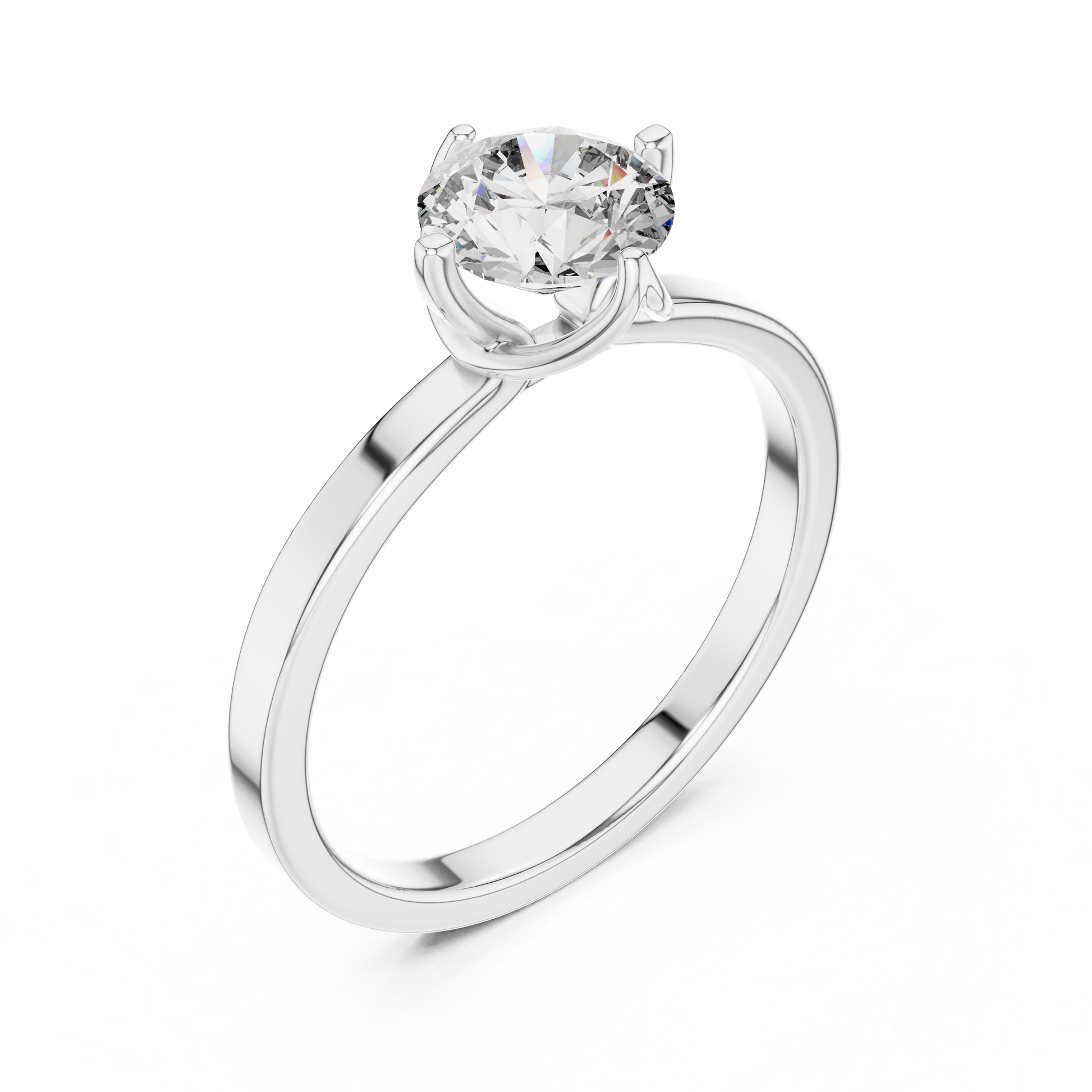 925 Sterling Silver Floral Head Setting Round Moissanite Solitaire Engagement Ring