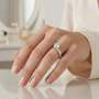 925 Sterling Silver Floral Head Setting Round Moissanite Solitaire Engagement Ring