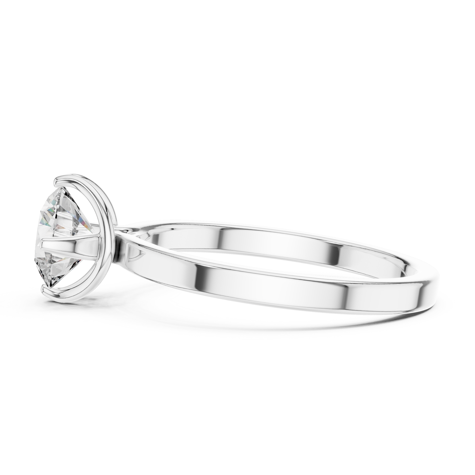 925 Sterling Silver Floral Head Setting Round Moissanite Solitaire Engagement Ring